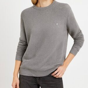 Bench Sweater Fine Ribbed Knit 100%Cotton Crewneck Pullover Sporty Preppy Grey S